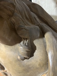 Franse school, navolger van Felix Lecomte (1737-1817): Buste van Marie Antoinette, gepatineerd terracotta op marmeren voet, ca. 1900