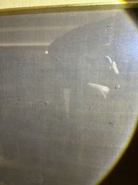 Chinese school: A blind beggar with a dog, ink and colours on silk, probably Ming