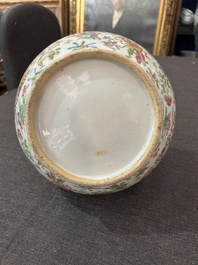 A Chinese Canton famille rose bottle vase, 19th C.