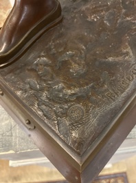 Emile Pinedo (1840-1916): 'Arabe en marche' (Arab on the march), brown patinated bronze