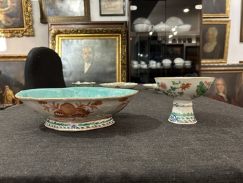 Een diverse collectie Chinees famille rose en qianjiang cai porselein, 19de eeuw