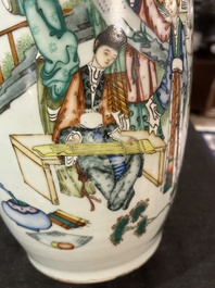 A Chinese famille rose double narrative design vase, 19th/20th C.
