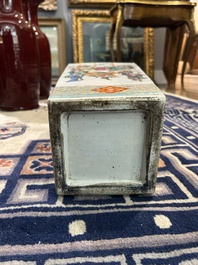 A square Chinese famille rose 'warriors' vase, 19th C.