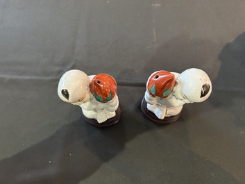 A varied collection of Chinese famille rose sculptures, 19th/20th C.