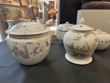 Een diverse collectie Chinees qianjiang cai en famille rose porselein, 19de/20ste eeuw