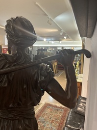 Emile Pinedo (1840-1916): 'Arabe en marche' (Arab on the march), brown patinated bronze