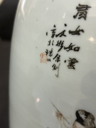 A Chinese famille rose double narrative design vase, 19th/20th C.