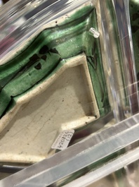 A Chinese verte biscuit sweetmeat or rice table set with floral design, Kangxi