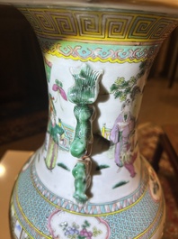A Chinese famille rose vase with palace scenes, 19th C.