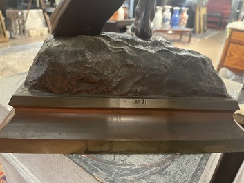 Emile Pinedo (1840-1916): 'Arabe en marche' (Arab on the march), brown patinated bronze