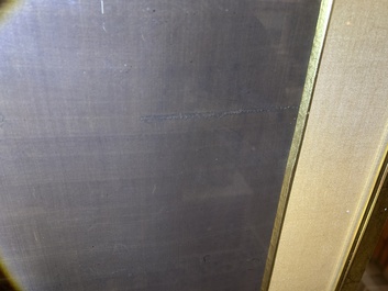 Chinese school: A blind beggar with a dog, ink and colours on silk, probably Ming