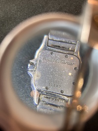 A Cartier Santos Galb&eacute;e yellow gold and steel wristwatch, n&deg;166930, second half 20th C.