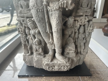 A fine Indian grey sandstone stele depicting Parvati, probably east-India, Pala period, 11th/12th C.