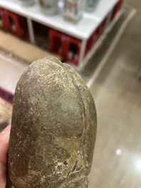 Two Chinese calcified jade sculptures of cicada, possibly Zhou to Han