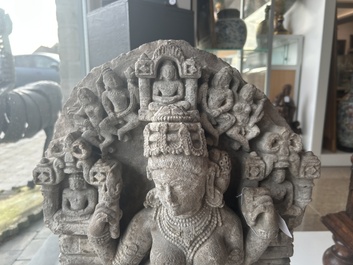 A fine Indian grey sandstone stele depicting Parvati, probably east-India, Pala period, 11th/12th C.