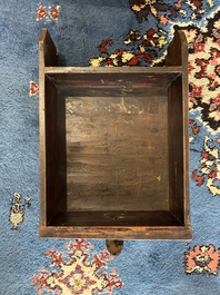 A Chinese wooden altar cabinet ('jia tang gui') with openworked ends, Guangdong/Fujian, late Qing/Republic