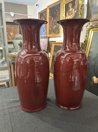 Four Chinese monochrome oxblood-glazed vases, 20th C.