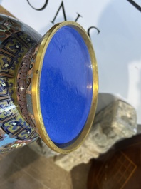 A pair of Chinese cloisonn&eacute; 'taotie masks' vases, 20th C.