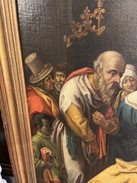 Vlaamse school, navolger van Hendrick Goltzius (1558-1617): De besnijdenis van Christus, olie op doek, 17de eeuw