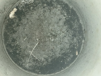 Five Chinese blue and white jars and vases with floral design and figures in a landscape, 19th/20th C.