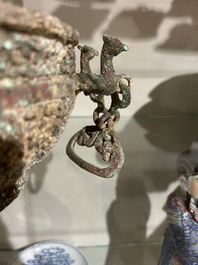 Two Chinese ritual bronze 'ding' and 'gui' food containers, possibly Warring States Period