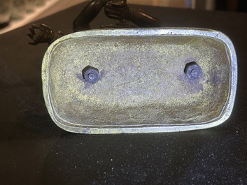 A Sino-Tibetan gilt bronze 'Mahakala' sculpture with polychrome design, 19th/20th C.