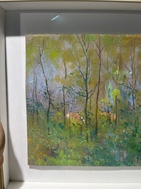 Rodolphe De Saegher (1871-1941): Summer landscape with trees, pastel on paper