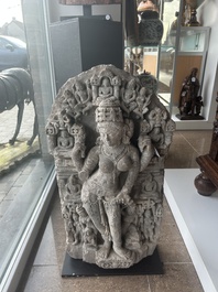 A fine Indian grey sandstone stele depicting Parvati, probably east-India, Pala period, 11th/12th C.
