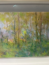 Rodolphe De Saegher (1871-1941): Summer landscape with trees, pastel on paper