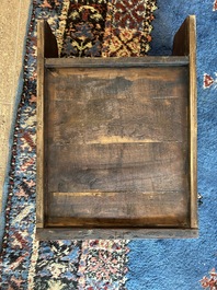 A Chinese wooden altar cabinet ('jia tang gui') with openworked ends, Guangdong/Fujian, late Qing/Republic