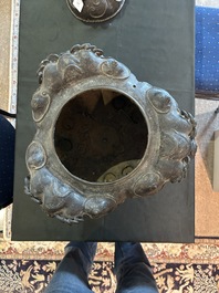 A Chinese bronze 'three luduan' tripod censer, 17th/18th C.