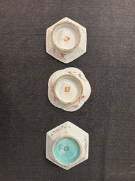 Two Chinese qianjiang cai and one famille rose tazza, 19th/20th C.