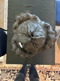 A Chinese bronze 'three luduan' tripod censer, 17th/18th C.