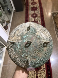 Two Chinese ritual bronze 'ding' and 'gui' food containers, possibly Warring States Period