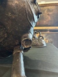 A Chinese bronze 'three luduan' tripod censer, 17th/18th C.