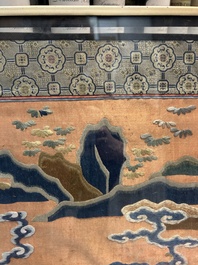 A Chinese embroidered silk 'carp' panel, 19th C.