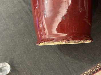 Four Chinese monochrome oxblood-glazed vases, 20th C.