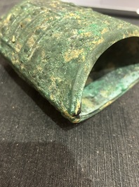 A Chinese bronze 'bianhu' vase and a 'zhong' bell, possibly Han and Western Zhou Dynasty