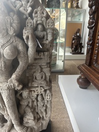 A fine Indian grey sandstone stele depicting Parvati, probably east-India, Pala period, 11th/12th C.