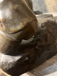 Henri D&eacute;sir&eacute; Gauqui&eacute; (1858-1927): The sower, brown-green patinated bronze