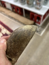 Two Chinese calcified jade sculptures of cicada, possibly Zhou to Han