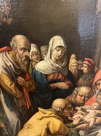 Vlaamse school, navolger van Hendrick Goltzius (1558-1617): De besnijdenis van Christus, olie op doek, 17de eeuw