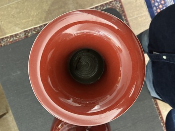 Four Chinese monochrome oxblood-glazed vases, 20th C.