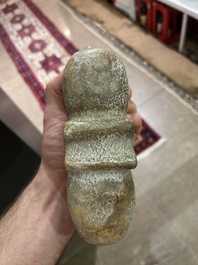 Two Chinese calcified jade sculptures of cicada, possibly Zhou to Han