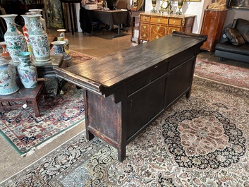 A Chinese brass mounted wooden sideboard, Shanxi, late Qing