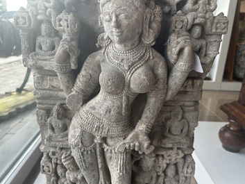 A fine Indian grey sandstone stele depicting Parvati, probably east-India, Pala period, 11th/12th C.