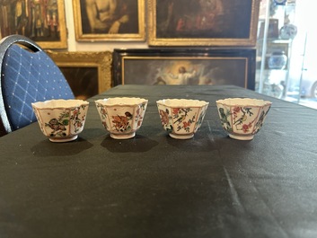 Six Chinese famille verte 'Kylin' saucers and four cups, Kangxi