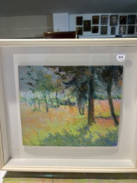 Rodolphe De Saegher (1871-1941): Summer landscape with trees, pastel on paper