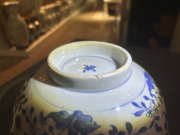 Two Chinese blue and white bowls, Kangxi and 19th C.