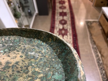 Two Chinese ritual bronze 'ding' and 'gui' food containers, possibly Warring States Period